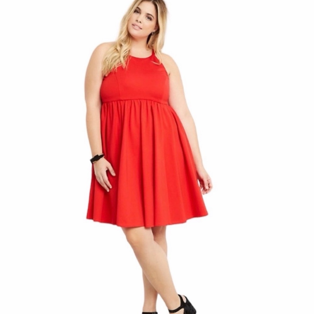 Torrid Red High Neck Ponte Skater Dress Sleeveless Size 14